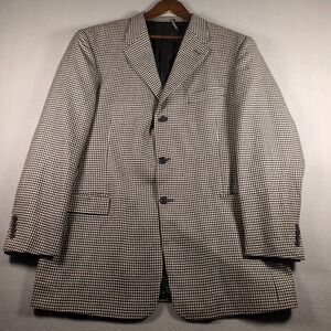 Murano Sport Coat 46 LONG Houndstooth Wool Cashmere 3 Button Jacket Italian Made